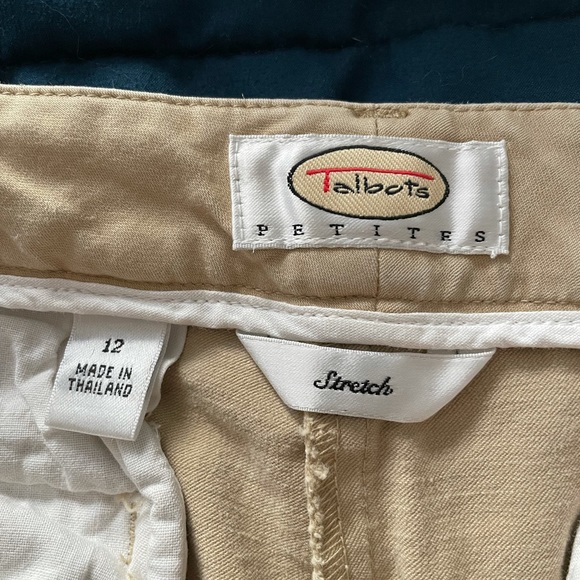 Talbots Stretch Khaki Pants with Small Cuffs size 12P - Picture 2 of 7